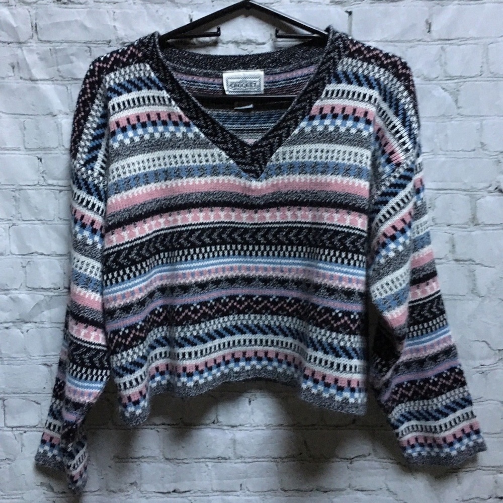 Croquet Club Cropped Sweater Acrylic Size Small